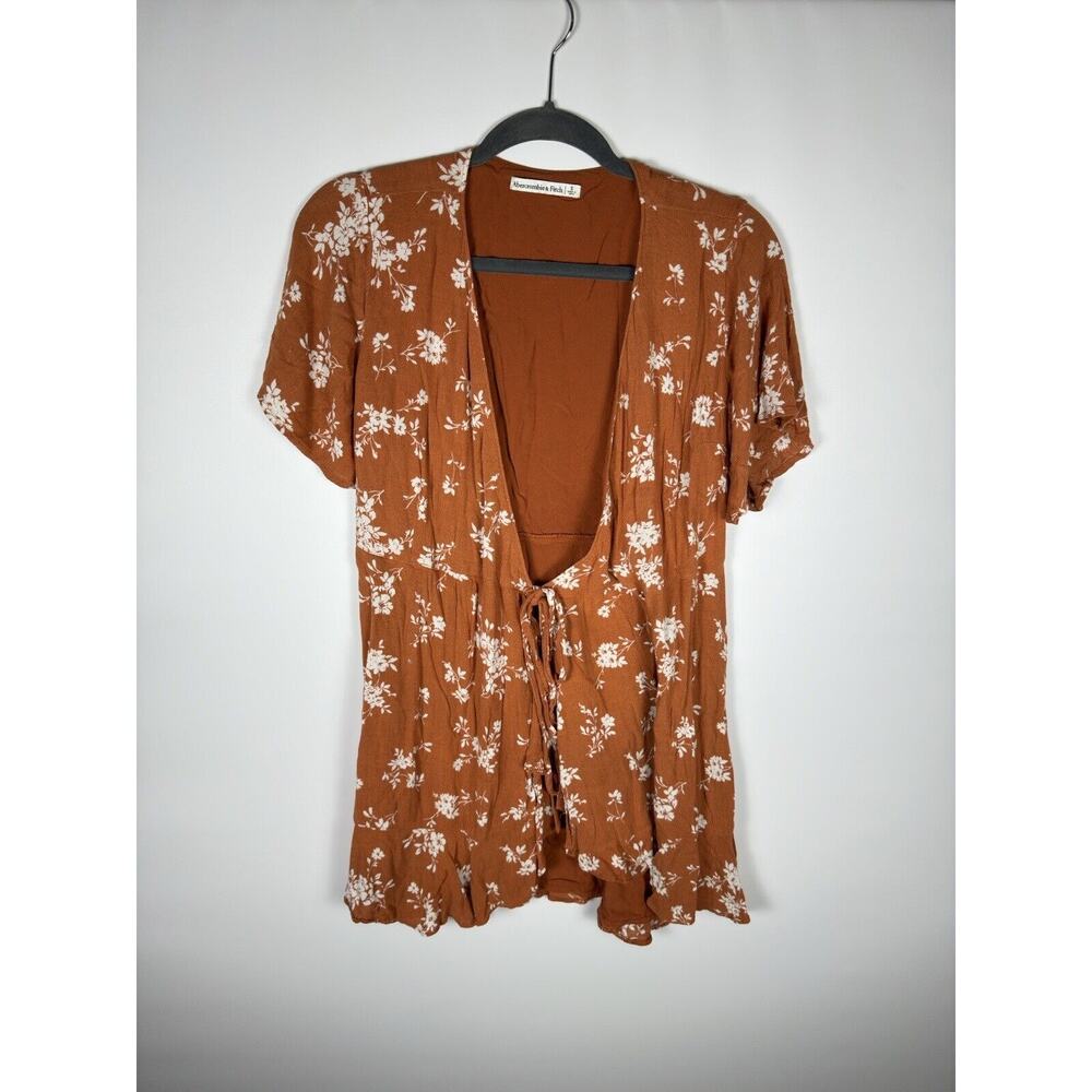 Abercrombie & Fitch Woman Size Small Multicolor Wrap Dress Floral Short Sleeves
